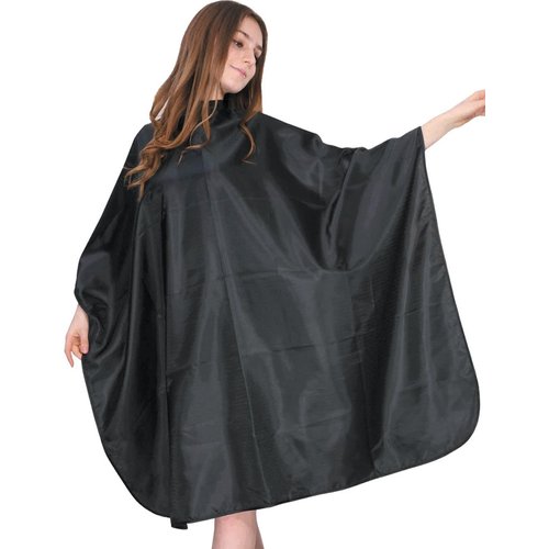 XMW Professional Polyester Hair Styling Salon Cape with Snaps, Black