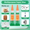 12 x 3g Super Glue Strong Adhesive, Fast Drying SuperGlue Liquid Cyanoacrylate Glue Flexible Precise for Plastic, Crafts, Ceramic, Wood, Metal, Bead Jewelry Making Leather Repairs (Single Use Tube)