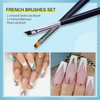 French Brush for Nails Oblique Head French Tip Nail Art Design Pen & Manicure Clean-Up Brushes UV Gel Acrylic Painting Drawing Pen Set,Black Handle & Fine Hair, NB113