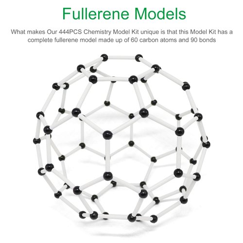 RELIANCER Molecular Model Kit,444PCS Organic Molecular Chemistry Set w/C60,Atoms,Bonds,Molecular Structures Building Kit for Chemistry Learning,STEM Science Kits for Teachers,Students,Young Scientists