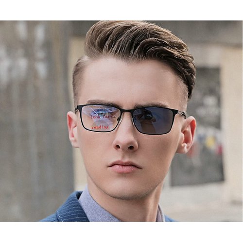 mincl Transition Photochromic Bifocal Reading Glasses for Mens,Square Clear UV Protection Sunglasses Readers 0~+4.00 (black, 1.5 x)