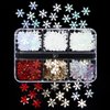 6 Grids Snowflake Nail Art Stickers Decals 3D Snowflake Nail Glitter Sequins Holographic Laser White Gold Silver Snowflake Nail Art Glitter Flakes Christmas Nail Sequins Winter Xmas Snow Nail Glitter