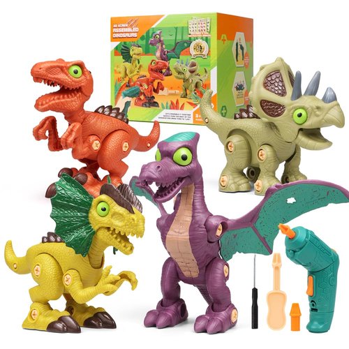 HAPTIME Dinosaur Toys for 3 4 5 6 7 8 Year Old Boys, Take Apart Dino Toy for Kids Building Toy with Electric Drill, Learning STEM Construction Toy Party Easter Birthday Gifts Boys Girls