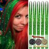 Green Hair Tinsel 47 Inch 1000 Strands Glitter Tinsel Hair Extensions for Women and Girls, Sparkling Shinny Fairy Hair Accessories for Christmas New Year Halloween Cosplay Party