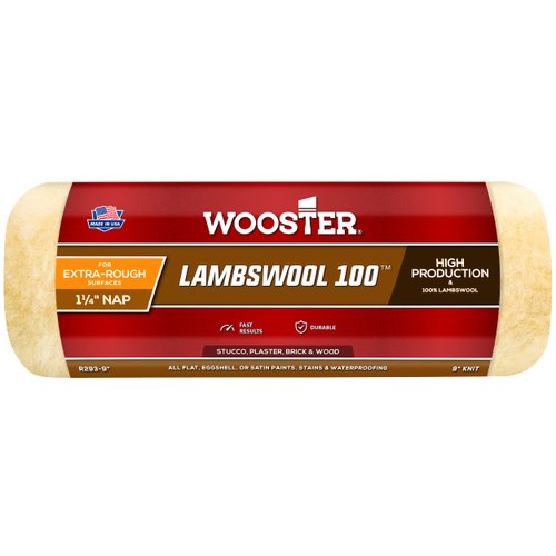Wooster Brush R293-9 Lambswool 100 Roller Cover, 1-1/4-Inch Nap, 9-Inch