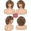 LYOLKSER wigs human hair 200 density short curly human hair wig with bangs 100% human hair no lace human hair wigs for women 12 inch highlight P4/27,for mom,for birthday,for travel.