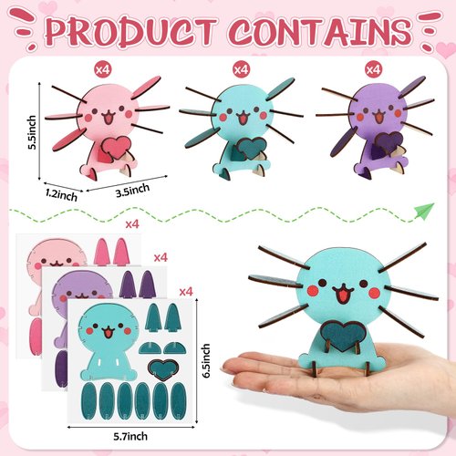 Hollowfly 12 Set Axolotl Party Favors Axolotl 3D Wooden Puzzle with Name Tag Axolotl Birthday Decorations Axolotl Gifts Axolotl Party Supplies Axolotl Party Games Desktop Decorations