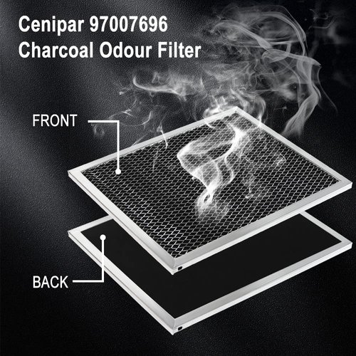 Cenipar 97007696 Charcoal Odour Filter for Range vent hood (8 3/4" X 10 1/2" X 3/8")-2 Pack