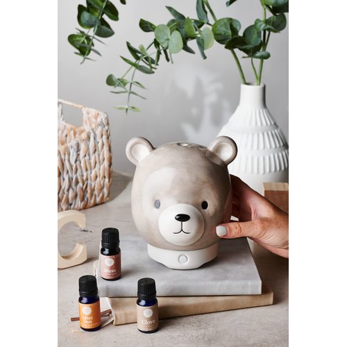 Ceramic Essential Oil Diffuser Ultrasonic Stone Teddy Bear Diffuser for Aromatherapy 120 ML Capacity
