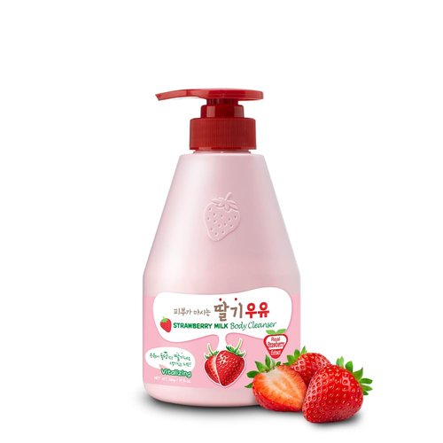 WELCOS KWAILNARA Strawberry Milk Body Wash – Korean Body Cleanser with Strawberry Extract for Hydrated, Smooth Skin, 560 g / 19.75 oz.