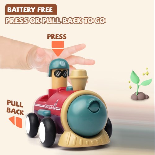 LiKee Toy Cars for Toddlers 1 2 3 4 Years Old Boy Girl, 4 Pcs Pull Back Cars for 18+ Months Baby Infant Gift, Kids Trucks Push and Go Back Friction Powered Vehicles (Transport)