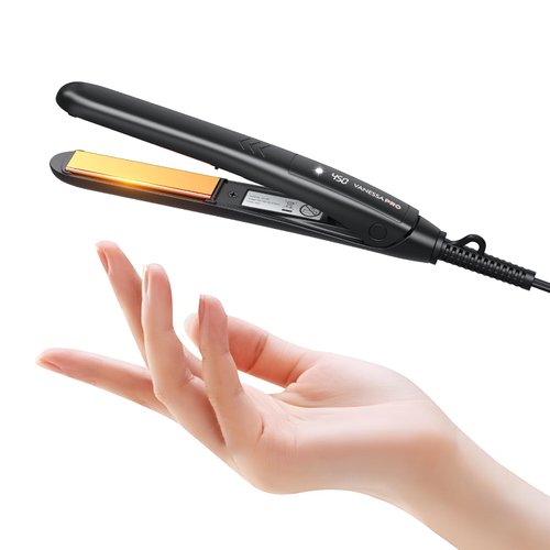 VANESSA PRO Mini Flat Iron Hair Straightener, Small Flat Irons for Short Hair, Travel Curling Iron Dual Voltage for Europe(0.7-inch)