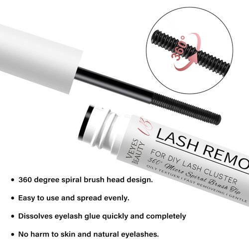 VEYESBEAUTY Cluster Lash Glue Remover 5ML Eyelash Remover for DIY Lash Extensions at home Clear Remover for Self-application Individual Lashes