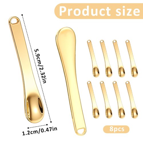8 PCS Metal Makeup Spatula Tool, Mini Skin Care Spatula Lotion Spatula, Cosmetic Spatula Applicator, Reusable Beauty Spatula for Cream, Lotion and Mask (Silver Gold Rose Gold)