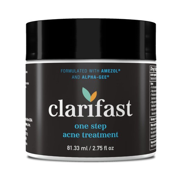 Clarifast 1-Step Acne Treatment. Fast, Easy, and Effective. Features Amezol®, Alpha-GEE®, and Willow Bark extract (Salicylic Acid), 2.75 fl oz