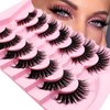Cat-Eye Lashes Flu-ffy 21mm Manga Lashes Wispy Fairy Eyelashes, Curly Volume Spiky Lashes Faux Mink False Eyelashes that look like extensions Lashes Natural Look 7 Pairs Pack(ZD98)