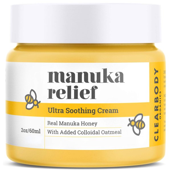 Clearbody Manuka Honey Eczema Cream – Organic Eczema Honey & Collodial Oatmeal Moisturizer for Soothing, eczema, Dry & Itchy Skin – Face & Body Eczema Lotion - Plant-Based Formula (2oz)