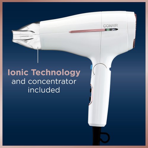 Conair Hair Dryer, Worldwide Travel Hair Dryer with Smart Voltage Technology and Folding Handle, Includes Concentrator