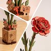 ROBOTIME 3D Puzzles Wooden Artifical Flower Red Carnation DIY Model Building Kit to Build for Adults Bouquet Botanical Collection Craft Brain Teaser Puzzle Creative Gift Home Decor