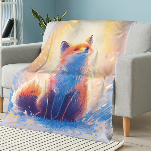 ALIFAFA Fox Blanket, Cute Red Fox Throw Blanket Aesthetic, Fox Gifts for Boys and Girls, Soft Plush Fox Lovers Fleece Blanket for Kids, Kawaii Fox Decor,50"x40"