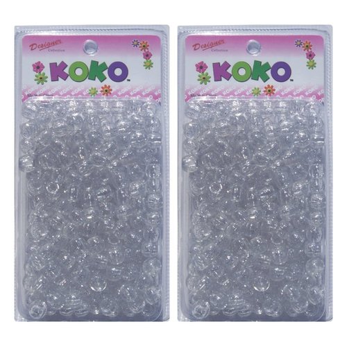 Tara Assorted Color Design Plastic Beads for Braid Hair Medium Size (Pack of 2) Selection (B1000M-16)