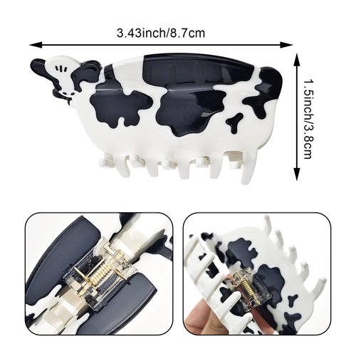 3.4 Inch Cow Hair Clips, Cellulose Acetate Hair Clips, French Design Cow Hair Claw Clips Cute Small Hairpins Hair Accessories for Women Girls