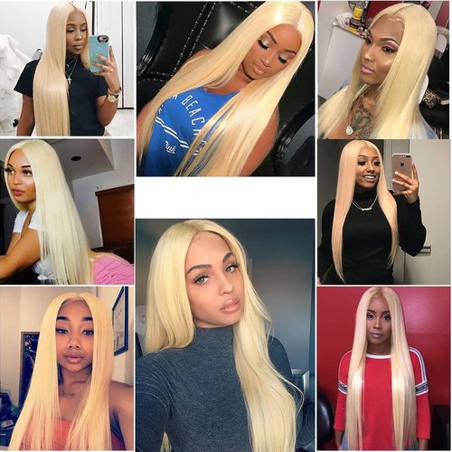613 Straight Bundles Human Hair 8A Grade Brazilian Blonde Straight Human Hair Weave 3 Bundles 16 16 16 Inch Unprocessed Virgin Hair Extensions