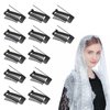 12Pack Chunni Clips Chunni Dupatta Clips with Safety Pins 10-Teeth Stainless Steel Strong Hair Clip Invisible Wig Hair Extension Clip Chunni Hairpiece Clips for Women (Black)