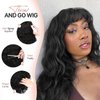 WIGER Curly Wig with Bangs Human Hair Black Natural Wave Bang Wigs for Black Women None Lace Front Wigs Brazilian Virgin Human Hair Glueless Loose Curly Wig for Daily (16 Inches)
