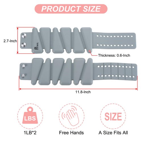 PATIKIL Adjustable Wrist Weights Set of 2, 2Lbs Total (1lb Each) Silicone Ankle Walking Weights for Women Men Bracelets for Training Yoga Jogging Aerobics, Light Green