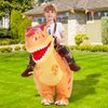 COMIN Inflatable Dinosaur Costume Kids, Ride on Funny Boys Girls Dinosaur Blow Up Orange Dino Costume for Halloween Party 7-10Y