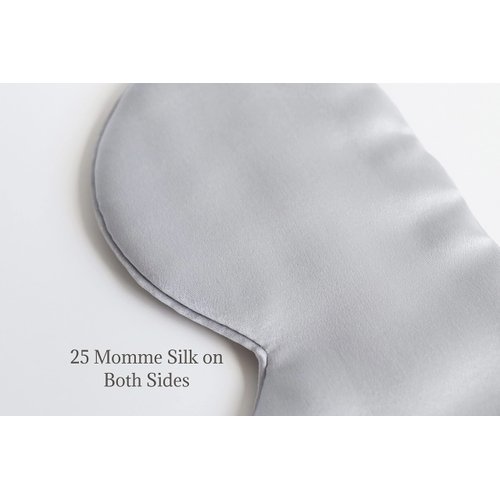 Premium Handcrafted 25 Momme Mulberry Silk Eye Mask for Sleeping (Silver Lining)
