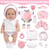10 Inch Baby Doll with Doll Clothes and Accessories Set, Gift Set with 10" Realistic Baby Doll, 3 Sets of Clothes, Bottle, Pacifier, Rattle & Accessories Ages 3+