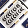 Magnetic Eyelashes with Eyeliner Kit- 10 Pairs Premium 3D Natural Look Reusable Magnetic Lashes with Applicator, 4 Tube Strong Magnetic Eye Liner by Menaka, Easy Magnet Lashes to Apply.