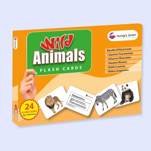 My First Wild Animals Flash Cards for Toddlers, 24 Cards, 48 Sides, Montessori, Educational, Kindergarten, Preschool Learning Activities, Gifts for Kids, 1-4 Years babies, Fun & Educational Flashcards