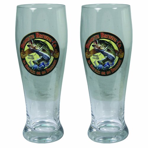 Rivers Edge Products Bass Pilsner Glass (Pack of 2), 24-Ounce