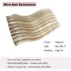 Tinashe Wire Hair Extensions Real Human Hair Straight Hair Extensions 18inch 90g Light Blonde Highlighted Golden Blonde Invisible Wire Fish Line Hair Extensions Straight Human Hair Extensions