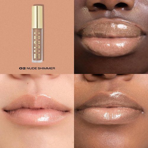 Generic BA_ pack of 2Milani Keep It Full Nourishing Lip Plumper Cruelty-Free Lip Gloss for Soft, Fuller-Looking Lips (Nude Shimmer), cream gold