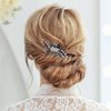 Easedaily Bride Wedding Hair Comb Black Rhinestone Bridal Hair Piece Flower Hair Accessories for Women and Bridesmaid