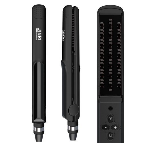 3 IN 1 Heated Styling Tool: Straightening Brush, Crimper & Flat Iron for Smooth, Anti-Frizz Hair | Electric Hot Brush for Styling (Black)