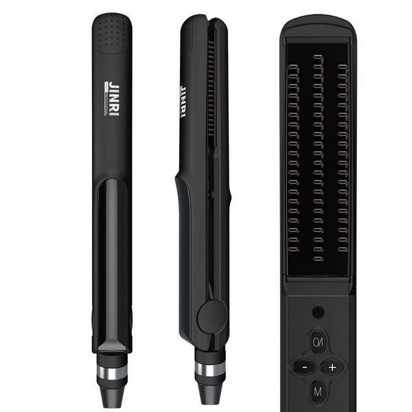 3 IN 1 Heated Styling Tool: Straightening Brush, Crimper & Flat Iron for Smooth, Anti-Frizz Hair | Electric Hot Brush for Styling (Black)