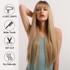 EMMOR Ombre Blonde Wig with bangs for Women, Long Straight Natural Synthetic Hair Dark Root Wigs, Party Cosplay Daily Use (28" Ombre Blonde)