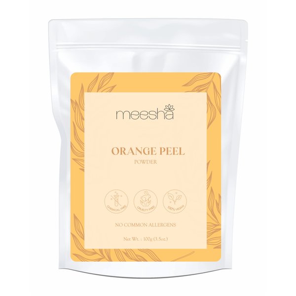 Orange Peel (Citrus Sinensis) Powder by meesha | Natural, Vegan and Cruelty Free Facial mask for glowy skin, anti-inflammatory, unclog pores |DIY skin hair care |, 100 Gram ( pack of 1 )