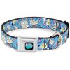 Dog Collar Seatbelt Buckle Rocko Spunky Scattered Expressions Triangles Blue Lavender 18 to 32 Inches 1.5 Inch Wide