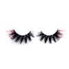 KSYOO Colored Lashes 12-20mm Mink Lashes 3D Fluffy Volume False Pink Eyelashes Wispy Long Strip Eye Lashes for Party Eye Makeup 1 Pair (Pink Style-01)