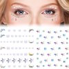Isslly 2 Sheets Star Face Gems Stickers, Star Moon Pearl Face Jewels Tattoo Stickers, Acrylic Rhinestones Makeup Sticker for Eyes, Ears, Body for Women, Girls for Halloween, Parties, Festivals