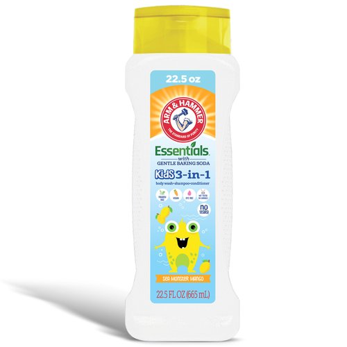 Arm & Hammer Essentials Kids Body Wash - 3-in-1 Sea Monster Mango 22.5oz - Kids Shampoo and Body Wash And Conditioner - Non Toxic Body Wash