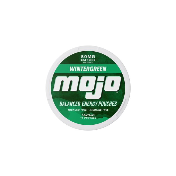 Mojo™ Balanced Energy Pouches | Healthier Energy Drink Alternative | Zero Sugar & Calorie-Free with Ginseng, Yerba Mate, B-Vitamins, and Amino Acids | 15 Pouches Per Can | 5 Cans of Wintergreen