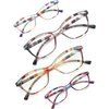 HEEYYOK Women Reading Glasses 4-Pack Colorful 3.00 Readers,Beautiful Pattern Cat Eye Glasses for Reading Lightweigth Flexible Spring Hinge Well Wear Look Younger