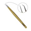 Tweezers for Eyelash Extension - Long 45° Angular Tip Tweezers - Hand Crafted Surgical Stainless Steel Precision Tweezers (Metallic Gold Powder Coated)